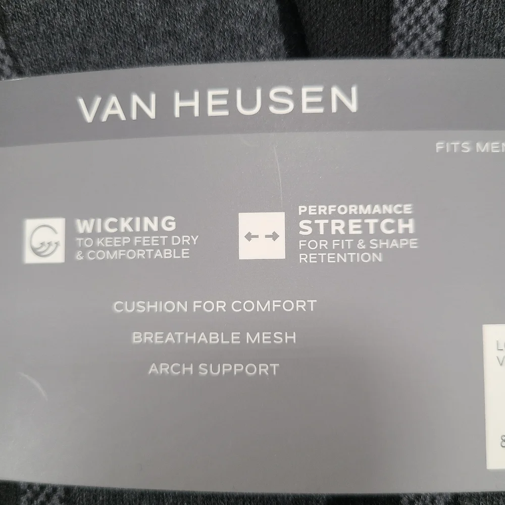 Van Heusen Black Gray Performance Low Cut Socks 6 Pair Men Size 6-12.5